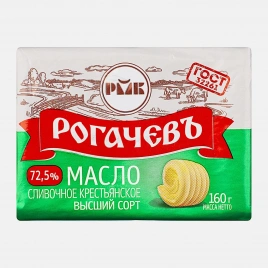 Масло сливочное Рогачевъ крестьянское 72.5% 160г