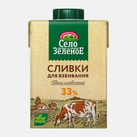 Сливки Село Зеленое для взбивания ультрапастеризованные 33% 500мл