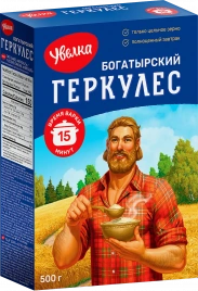 Хлопья овсяные Увелка Геркулес Богатырский 15 мин 500г