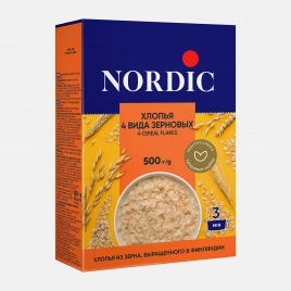 Хлопья 4 вида зерновых Nordic 500г