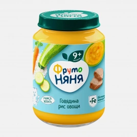 Пюре детское со вкусом Говядина-рис-овощи с 9 месяцев Фрутоняня 190г