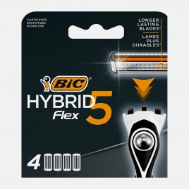 Сменные кассеты для мужской бритвыBIC Hybrid 5 Flex 5 подвижных лезвий 4шт