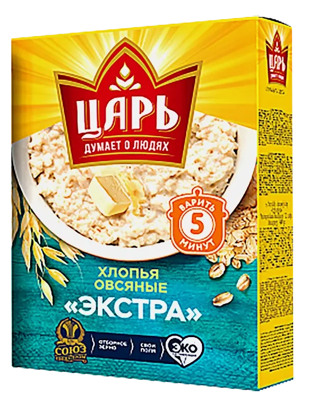 Хлопья Царь Овсянные Экстра 400г фото 1