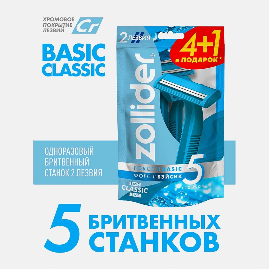 Бритва Zollider Force 2 Basic одноразовая 2 лезвия 4 + 1шт фото 3