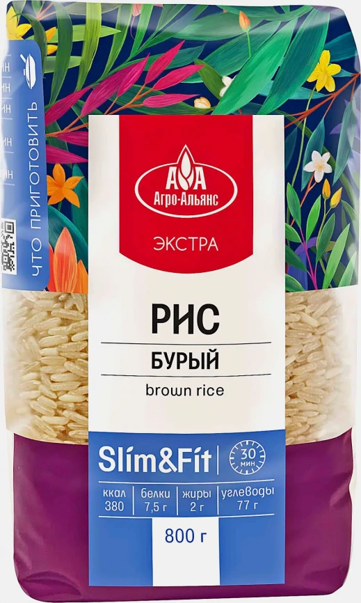 Рис Агро-Альянс Экстра Slim&fit бурый 800г фото 1