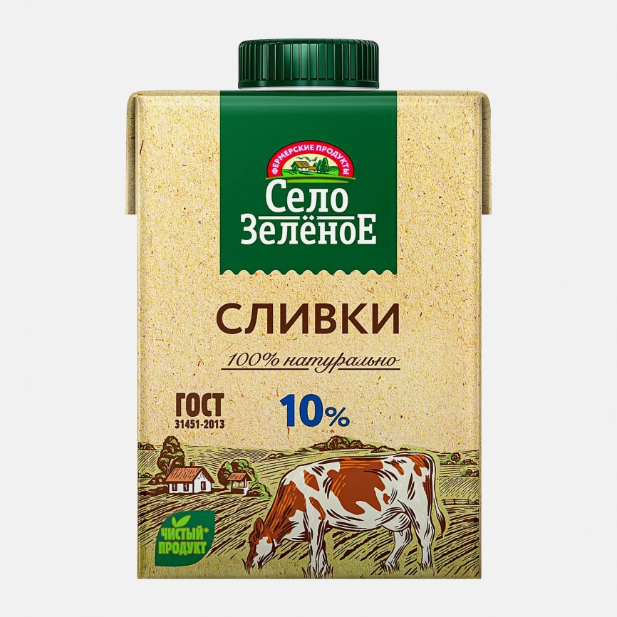 Сливки Село Зеленое стерилизованные 10% 500мл фото 1