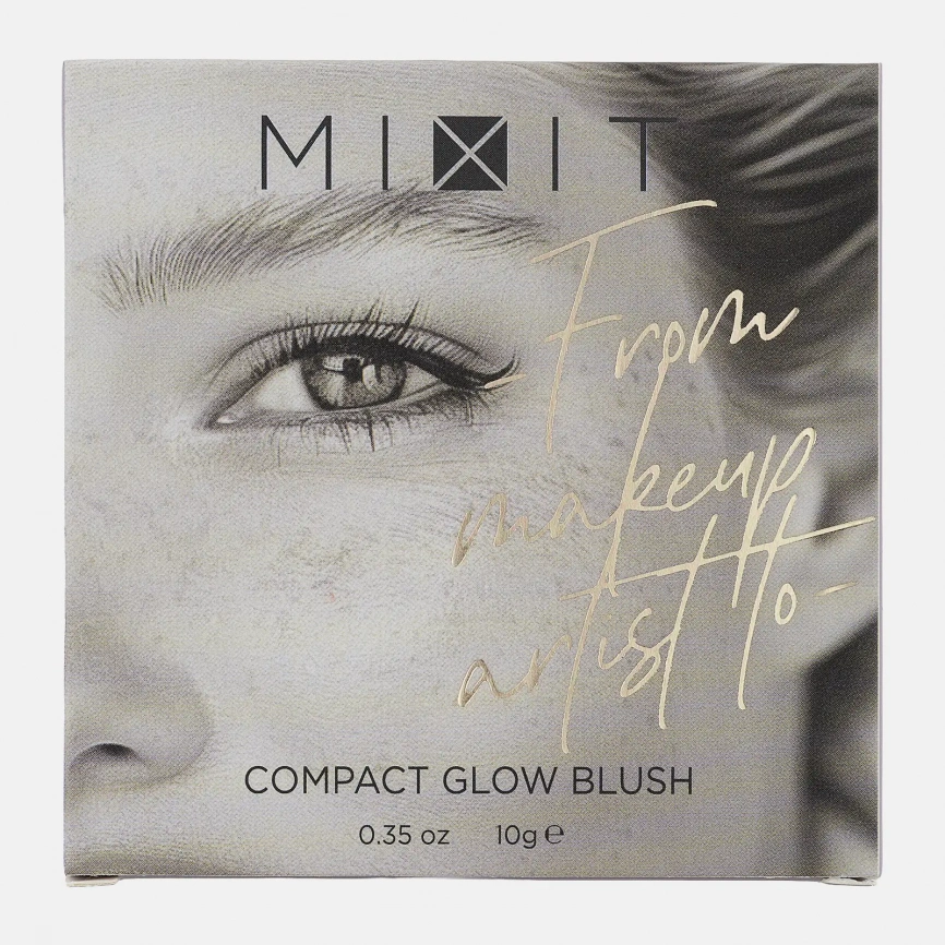 Компактные румяна для лица сияющие тон 02 Mixit Make Up фото 4